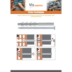 1 X Cheville Longue Nylon 8X80 + Vis Tête Fraisée TF TORX Acier Zingué -Vis-express Soldes cheville longue nylon 8x80 vis tete fraisee tf torx acier zingue 3