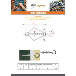 1 X Cheville Nylon 8X40 Avec Crochet à Collerette 4X45 -Vis-express Soldes cheville nylon 8x40 avec crochet a collerette 4x45 3