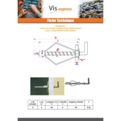 1 X Cheville Nylon 8X40 Avec Gond MOYEN Collerette 4X45 -Vis-express Soldes cheville nylon 8x40 avec gond moyen collerette 4x45 3