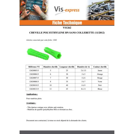 1 X Cheville POLYETHYLENE BN5 Sans Collerette 4 1 X Cheville POLYETHYLENE BN5 Sans Collerette – Image 2