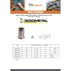 1 X Écrou à Sertir Tête Fraisée TF Cranté M10X21 INFC 45 Inox -Vis-express Soldes ecrou a sertir tete fraisee tf crante m10x21 infc 45 inox 3