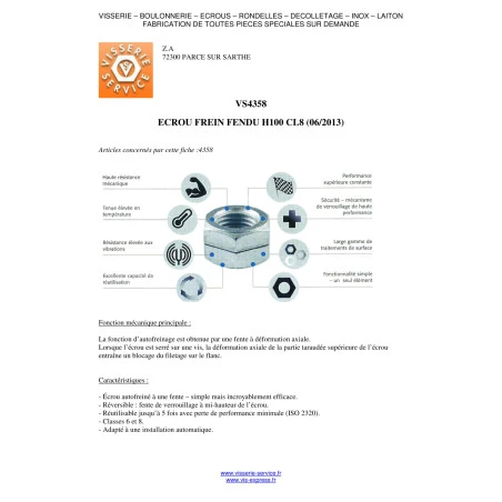 1 X Ecrou FR Fendue M14 H100 Pas De 150 Classe 10 Acier Zingué 5 1 X Ecrou FR Fendue M14 H100 Pas De 150 Classe 10 Acier Zingué – Image 3