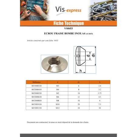 1 X Ecrou Fraisé Bombé M10 Inox A4 6 1 X Ecrou Fraisé Bombé M10 Inox A4 – Image 4