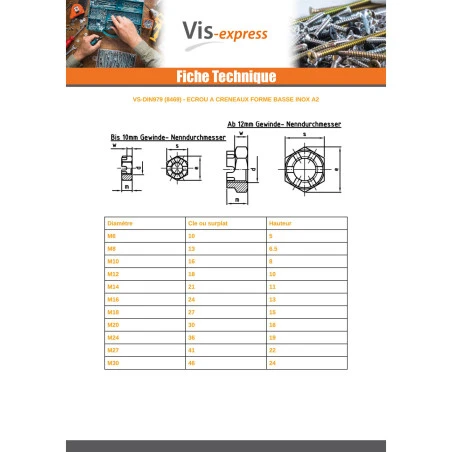 1 X Écrou Hexagonal à CRENEAUX Inox A2 M6 4 1 X Écrou Hexagonal à CRENEAUX Inox A2 M6 – Image 2