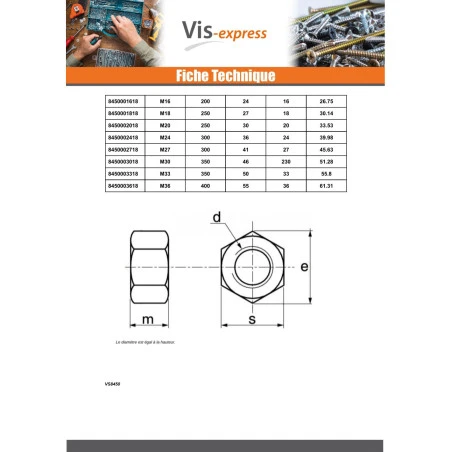1 X Ecrou HH M27 Epaisseur 27 Inox A4 6 1 X Ecrou HH M27 Epaisseur 27 Inox A4 – Image 4