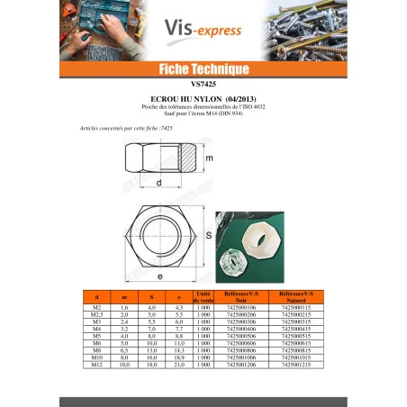 1 X Ecrou Nylon Hexagonal HU M18 Nylon Naturel 4 1 X Ecrou Nylon Hexagonal HU M18 Nylon Naturel – Image 2