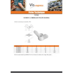 1 X Ecrou Oreilles Nylon M5 Naturel -Vis-express Soldes ecrou oreilles nylon m5 naturel 2