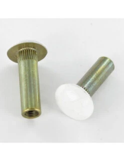 1 X Ecrou Relieur MARTELE M8X28 Taraudage Borgne M6 Laiton RAL9016 Blanc Signalisation