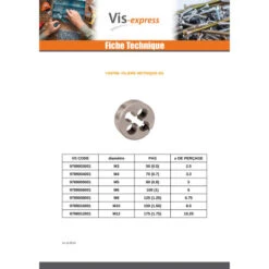 1 X FILIERE RONDE à MAIN M10 Pas 150 -Vis-express Soldes filiere ronde a main m10 pas 150 1
