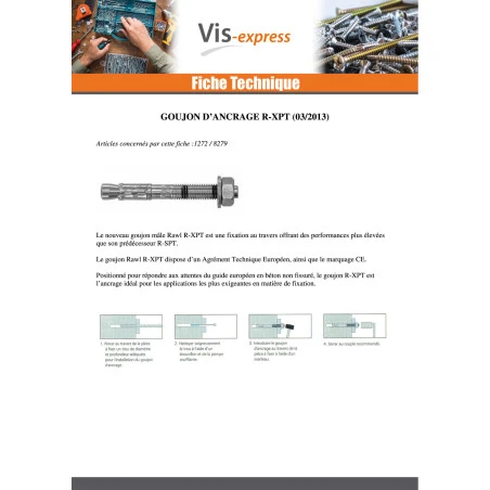 1 X Goujon Ancrage R-XPT M8X60 Acier Zingué 6 1 X Goujon Ancrage R-XPT M8X60 Acier Zingué – Image 4