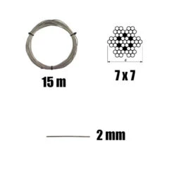 1 X Kit 15 Mètres De Cable Inox Diamètre 2 -Vis-express Soldes kit 15 metres de cable inox diametre 2 2