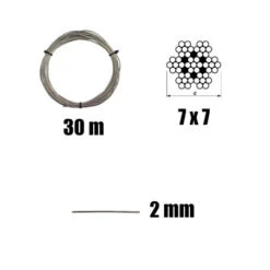 1 X Kit 30 Mètres De Cable Inox Diamètre 2 -Vis-express Soldes kit 30 metres de cable inox diametre 2 2