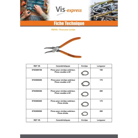 1 X PINCE Circlip Extèrieur COUDEE 45DEGRES Longueur 150 5 1 X PINCE Circlip Extèrieur COUDEE 45DEGRES Longueur 150 – Image 3