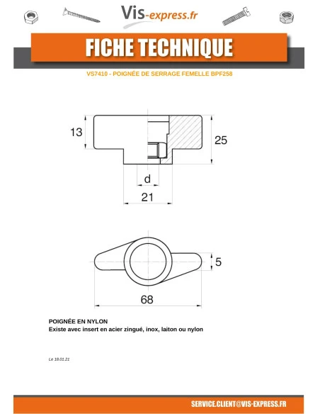 1 X Poignée De Serrage Femelle Nylon Insert Acier Zingué M8 5 1 X Poignée De Serrage Femelle Nylon Insert Acier Zingué M8 – Image 3