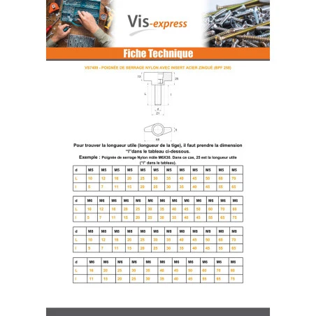 1 X Poignée De Serrage Nylon MALE M6X12 5 1 X Poignée De Serrage Nylon MALE M6X12 – Image 3