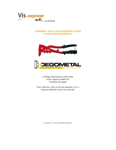 1 X RIVETEUSE DEGOMETAL GO 960 4 1 X RIVETEUSE DEGOMETAL GO 960 – Image 2