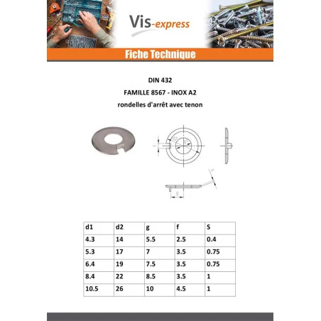 1 X Rondelle ARRET TENON Inox A2 M20 21X42X1.6 Fendue 6.5 6 1 X Rondelle ARRET TENON Inox A2 M20 21X42X1.6 Fendue 6.5 – Image 4