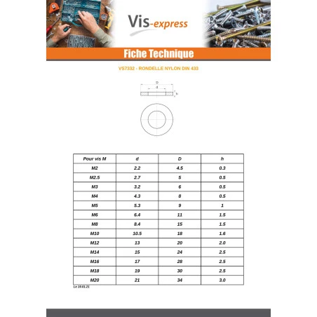 1 X Rondelle Plate Nylon M2X4.5X0.3 4 1 X Rondelle Plate Nylon M2X4.5X0.3 – Image 2