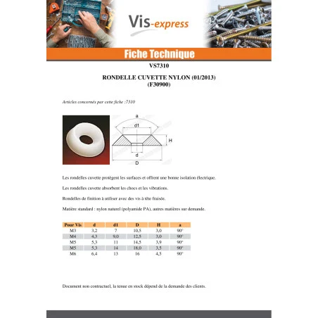 1 X Rondelle Plate Nylon Naturel 13X20X2 DIN 433 4 1 X Rondelle Plate Nylon Naturel 13X20X2 DIN 433 – Image 2