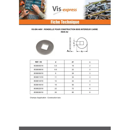 1 X Rondelle Pour Construction Bois Intérieur Carré Inox A2 11X34X3 4 1 X Rondelle Pour Construction Bois Intérieur Carré Inox A2 11X34X3 – Image 2