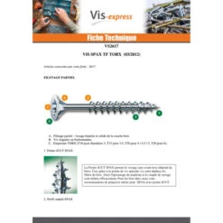 1 X Vis Spax Tête Fraisée TF TORX 3.5X15 Bichromaté -Vis-express Soldes vis spax tete fraisee tf torx 35x15 bichromate 3